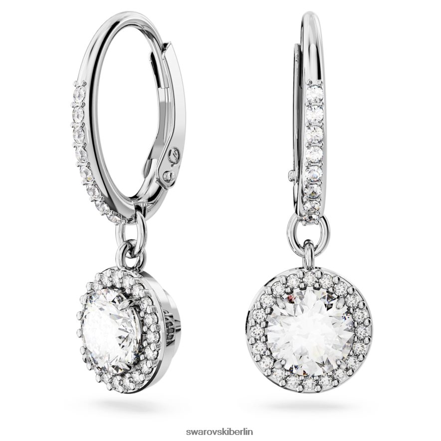 Swarovski Constella-Tropfenohrringe Rundschliff, Pavé, weiß, rhodiniert Schmuck HLT448849