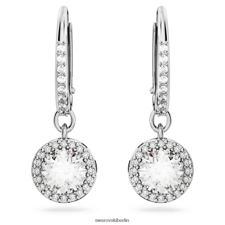 Swarovski Constella-Tropfenohrringe Rundschliff, Pavé, weiß, rhodiniert Schmuck HLT448849