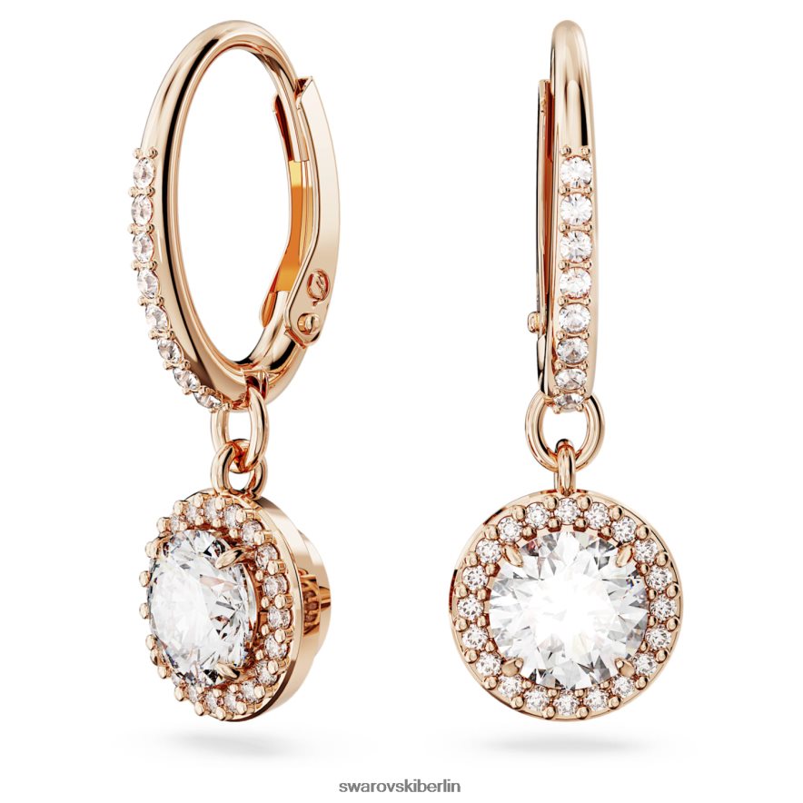 Swarovski Constella-Tropfenohrringe Rundschliff, Pavé, weiß, rosévergoldet Schmuck HLT448787