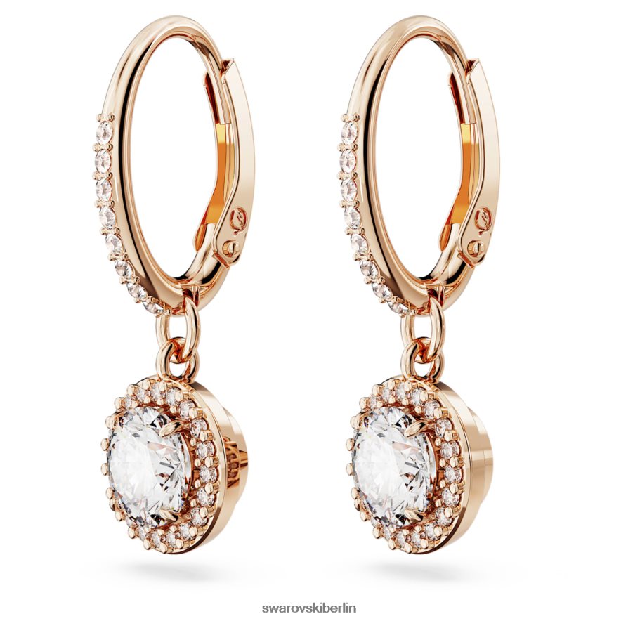 Swarovski Constella-Tropfenohrringe Rundschliff, Pavé, weiß, rosévergoldet Schmuck HLT448787