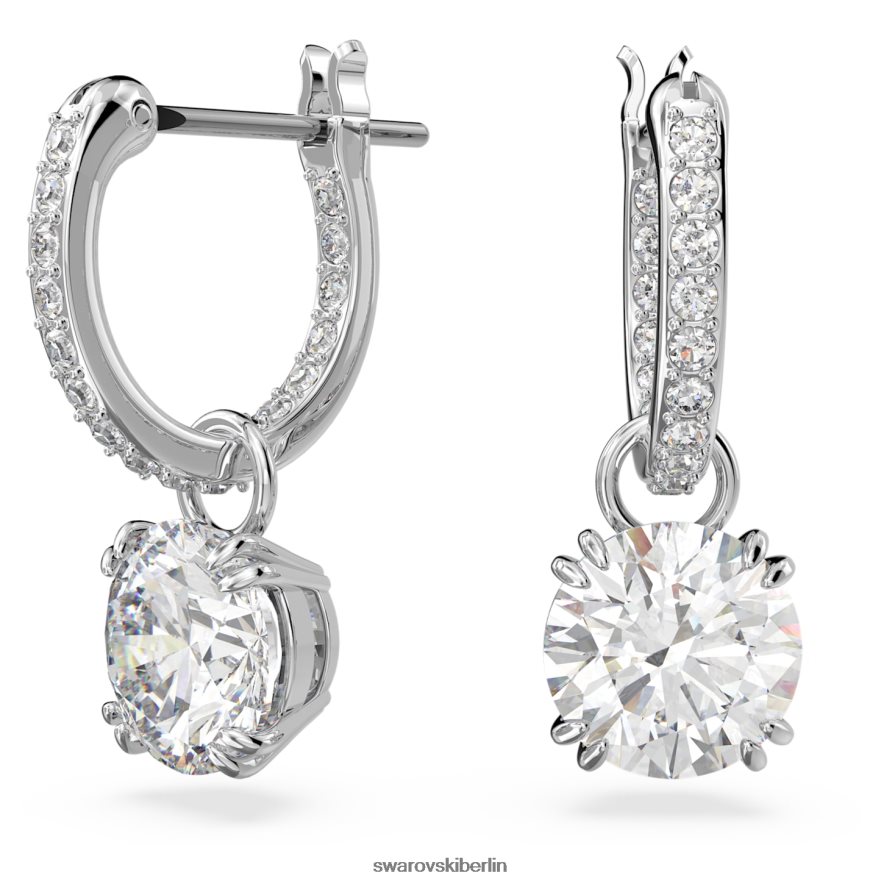 Swarovski Constella-Tropfenohrringe Rundschliff, weiß, rhodiniert Schmuck HLT448765