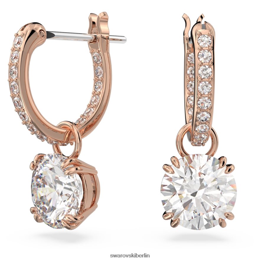 Swarovski Constella-Tropfenohrringe Rundschliff, weiß, rosévergoldet Schmuck HLT448784