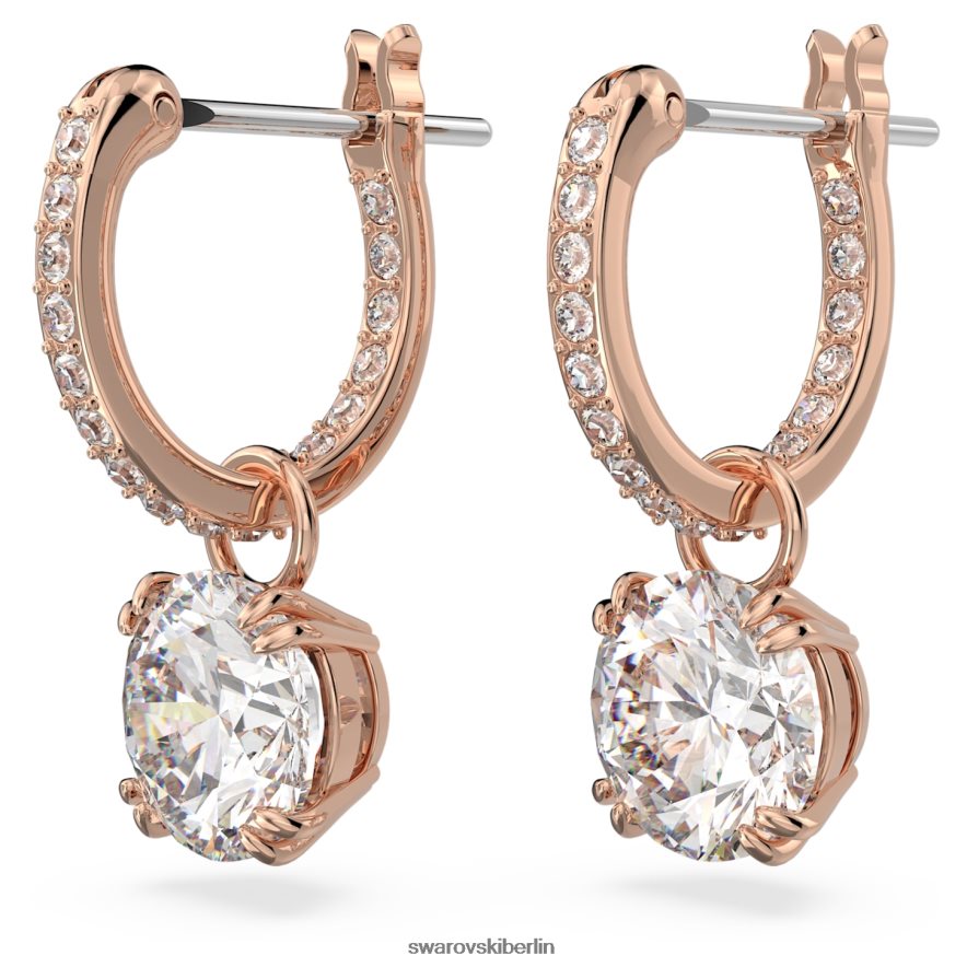 Swarovski Constella-Tropfenohrringe Rundschliff, weiß, rosévergoldet Schmuck HLT448784