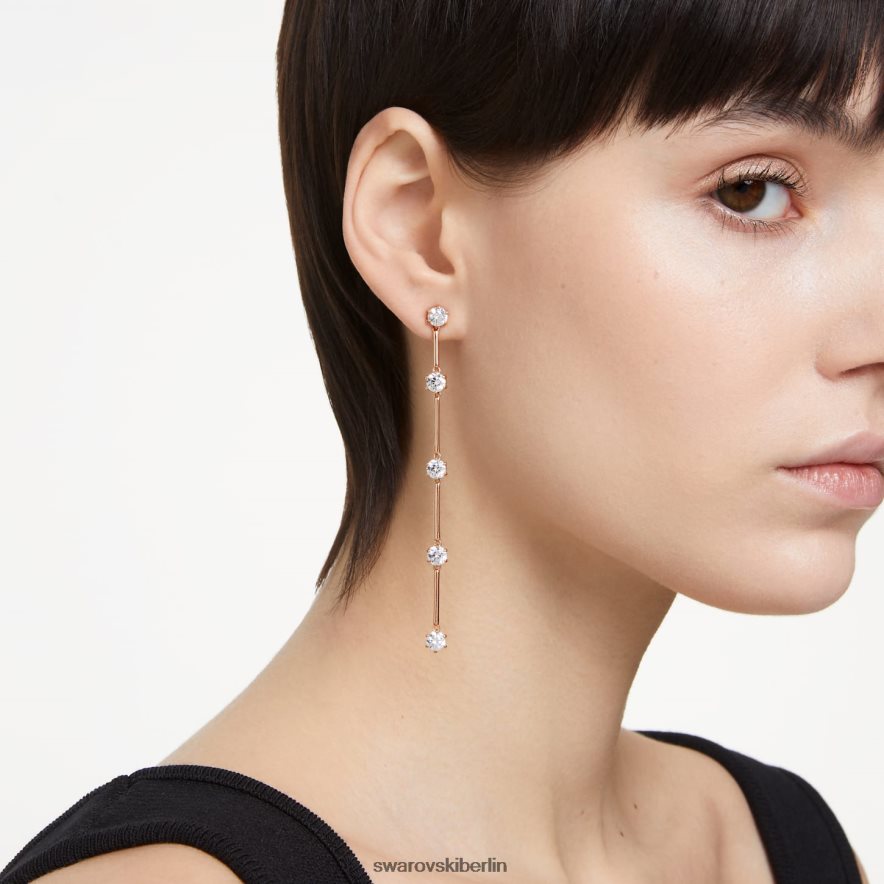 Swarovski Constella-Tropfenohrringe Rundschliff, weiß, rosévergoldet Schmuck HLT448834