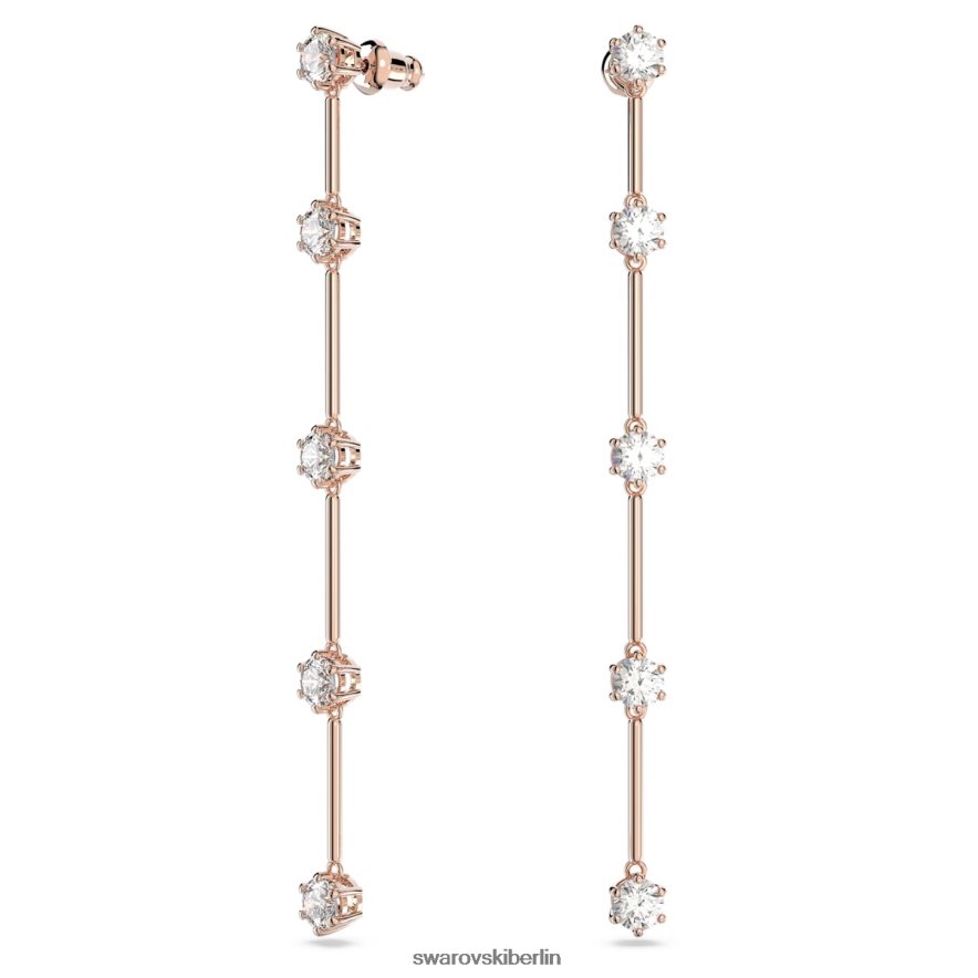 Swarovski Constella-Tropfenohrringe Rundschliff, weiß, rosévergoldet Schmuck HLT448834