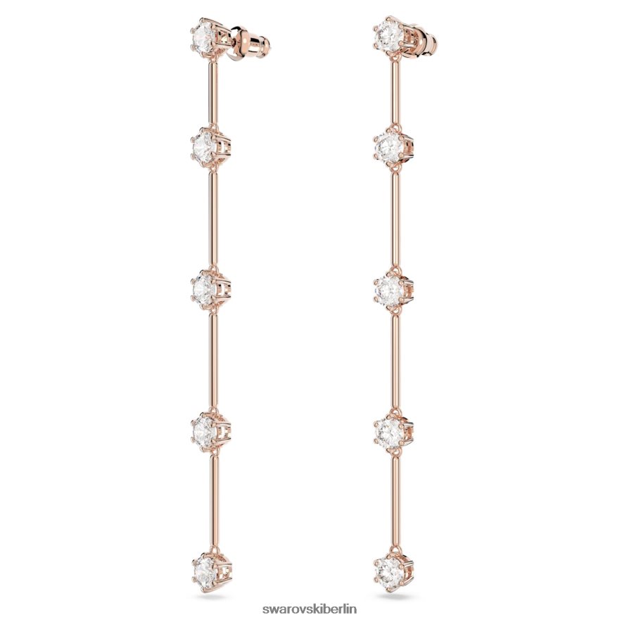 Swarovski Constella-Tropfenohrringe Rundschliff, weiß, rosévergoldet Schmuck HLT448834