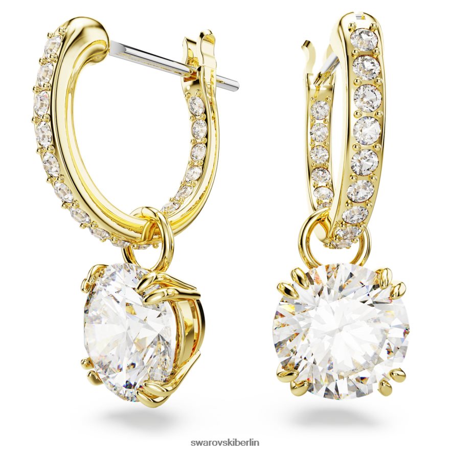 Swarovski Constella-Tropfenohrringe Rundschliff, weiß, vergoldet Schmuck HLT448771