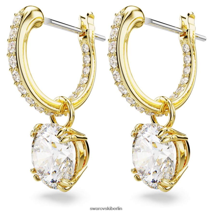 Swarovski Constella-Tropfenohrringe Rundschliff, weiß, vergoldet Schmuck HLT448771