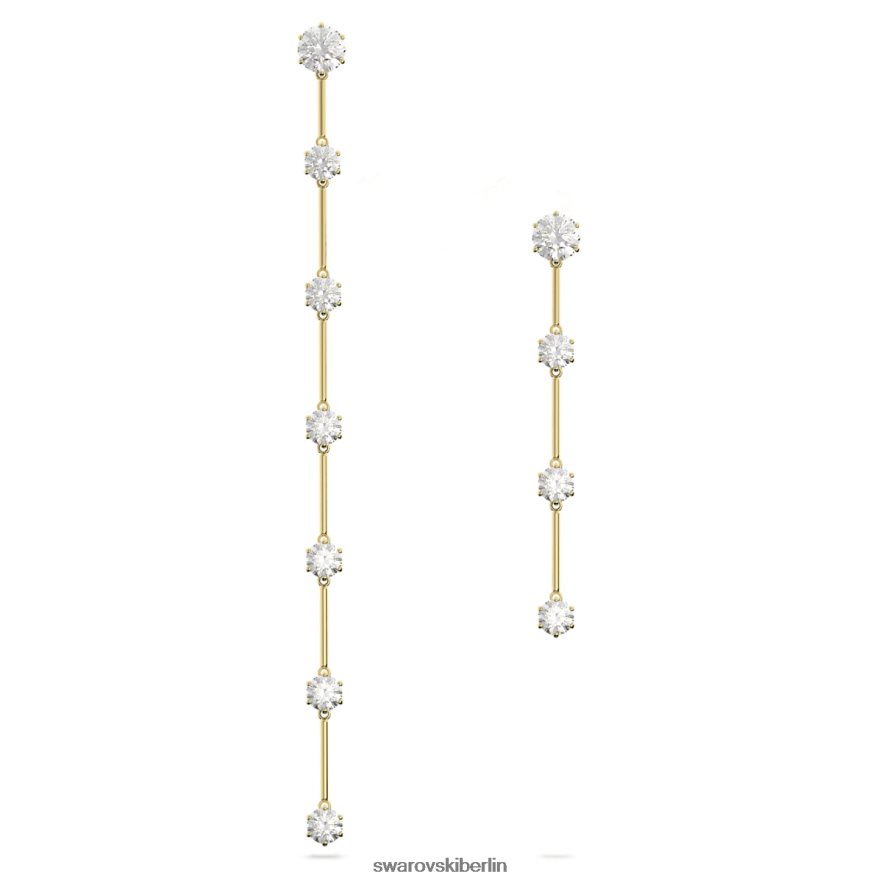 Swarovski Constella-Tropfenohrringe asymmetrisches Design, runder Schliff, weiß, glänzend vergoldet Schmuck HLT448816