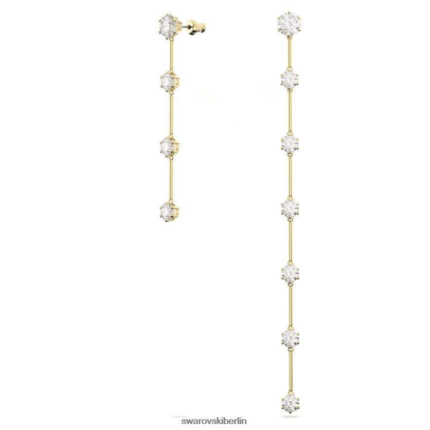 Swarovski Constella-Tropfenohrringe asymmetrisches Design, runder Schliff, weiß, glänzend vergoldet Schmuck HLT448816