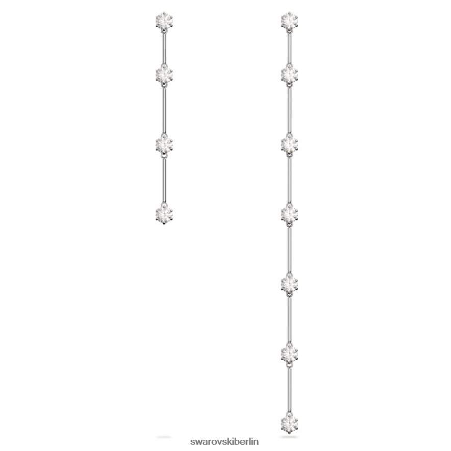 Swarovski Constella-Tropfenohrringe asymmetrisches Design, runder Schliff, weiß, rhodiniert Schmuck HLT448785