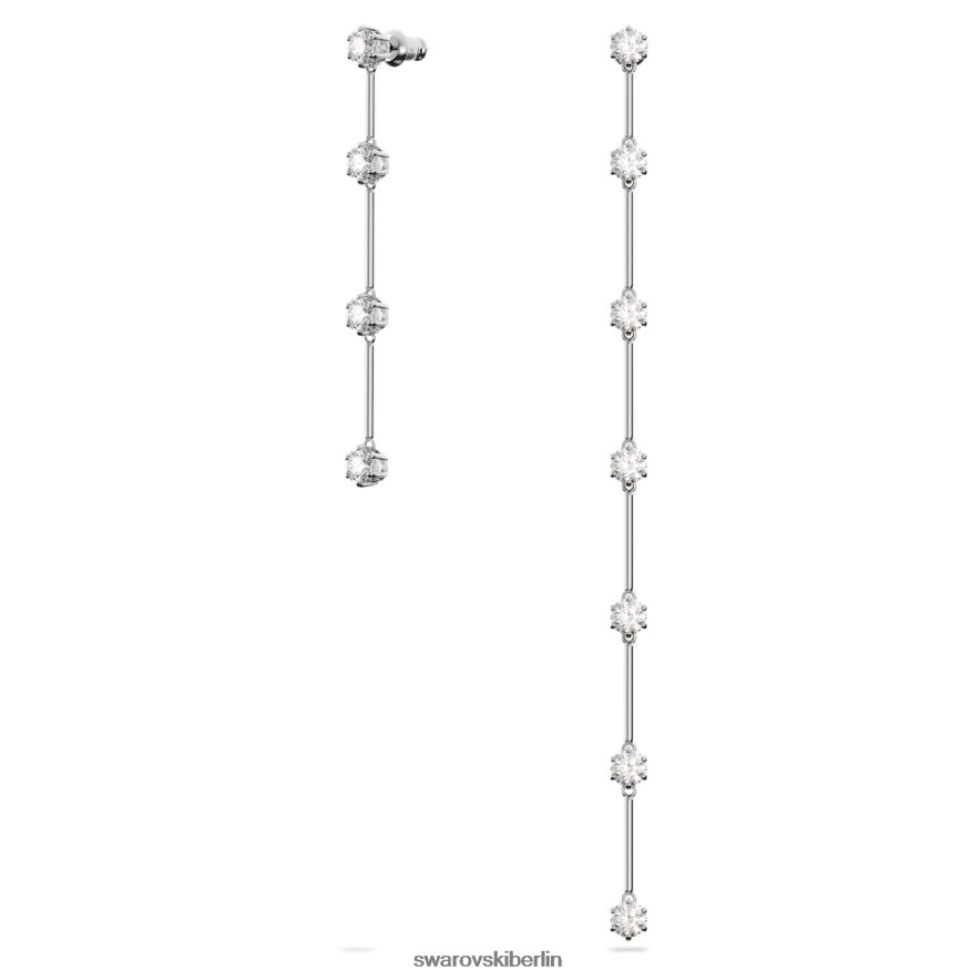 Swarovski Constella-Tropfenohrringe asymmetrisches Design, runder Schliff, weiß, rhodiniert Schmuck HLT448785