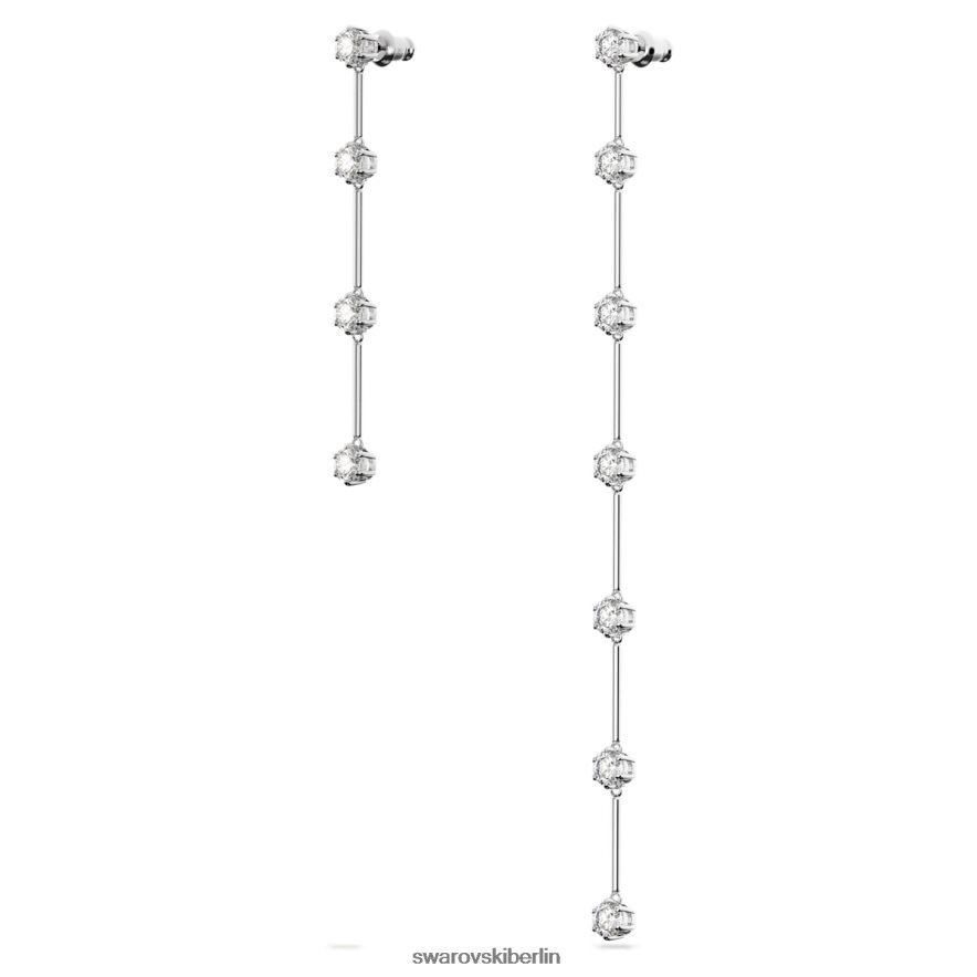 Swarovski Constella-Tropfenohrringe asymmetrisches Design, runder Schliff, weiß, rhodiniert Schmuck HLT448785