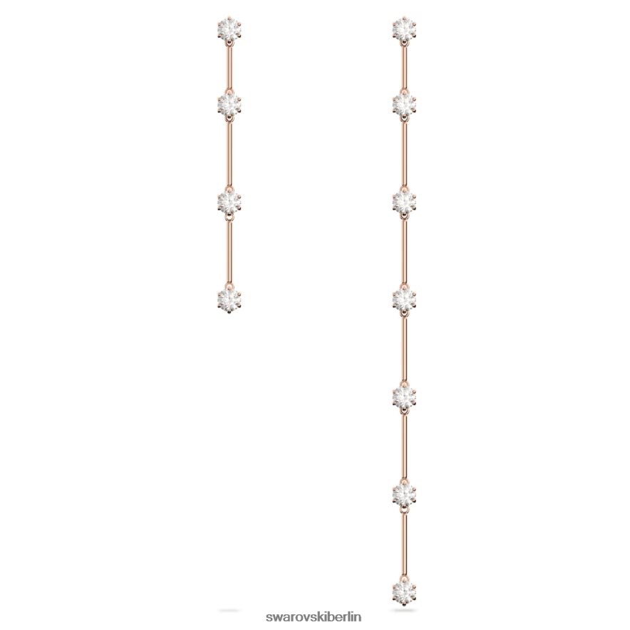 Swarovski Constella-Tropfenohrringe asymmetrisches Design, runder Schliff, weiß, rosévergoldet Schmuck HLT448794