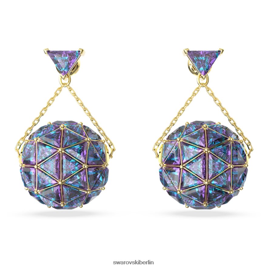 Swarovski Curiosa-Tropfenohrringe Dreiecksschliff, blau, vergoldet Schmuck HLT448808