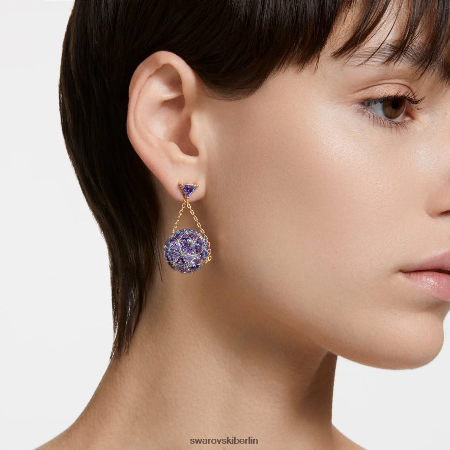 Swarovski Curiosa-Tropfenohrringe Dreiecksschliff, blau, vergoldet Schmuck HLT448808