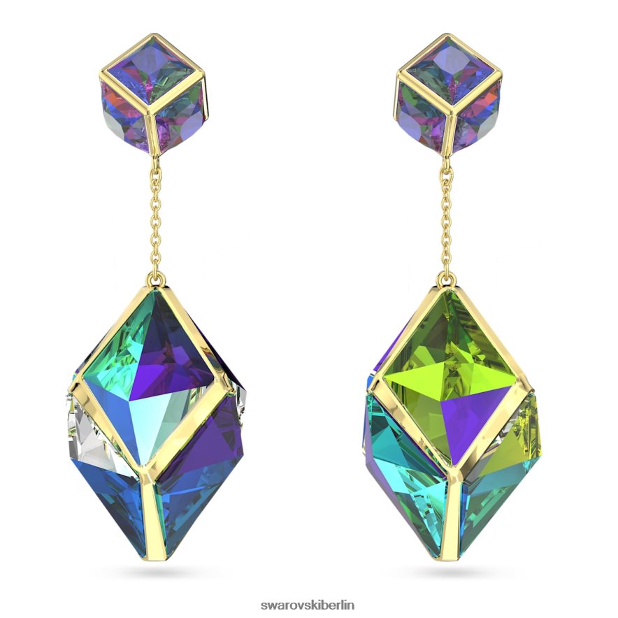 Swarovski Curiosa-Tropfenohrringe Mischschliffe, grün, vergoldet Schmuck HLT448845