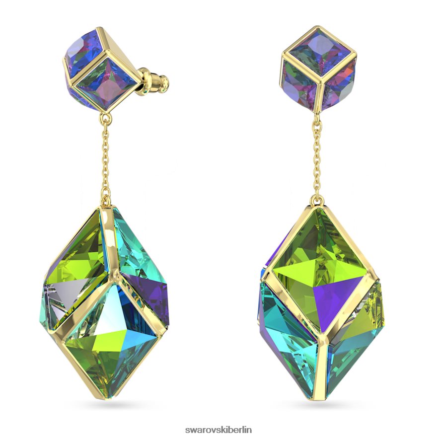 Swarovski Curiosa-Tropfenohrringe Mischschliffe, grün, vergoldet Schmuck HLT448845