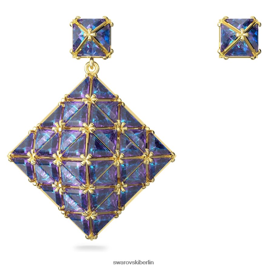 Swarovski Curiosa-Tropfenohrringe asymmetrisches Design, blau, vergoldet Schmuck HLT448851