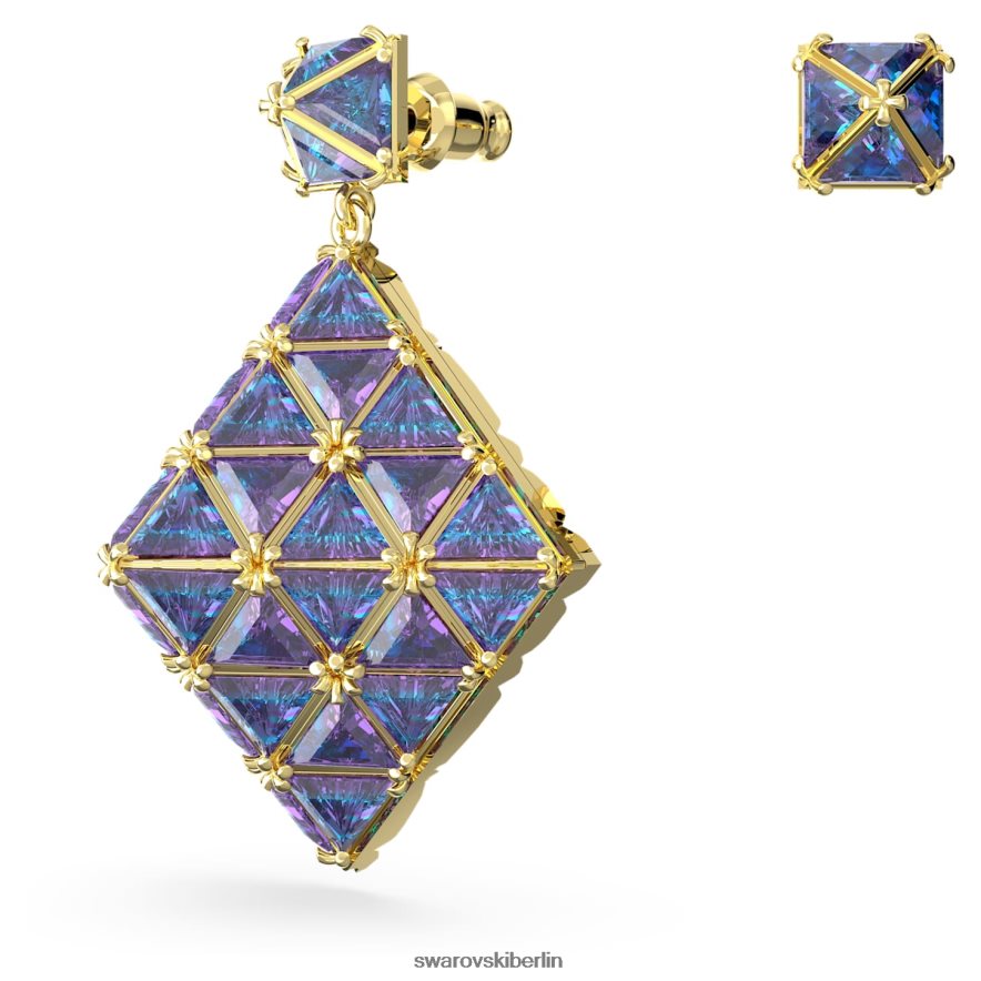 Swarovski Curiosa-Tropfenohrringe asymmetrisches Design, blau, vergoldet Schmuck HLT448851