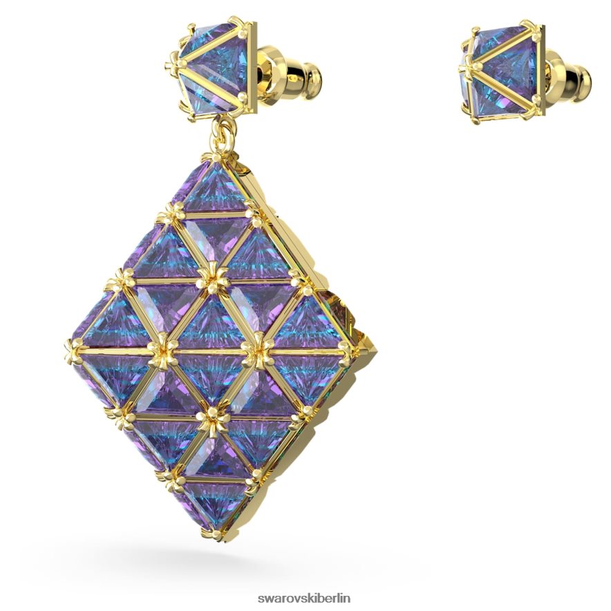 Swarovski Curiosa-Tropfenohrringe asymmetrisches Design, blau, vergoldet Schmuck HLT448851