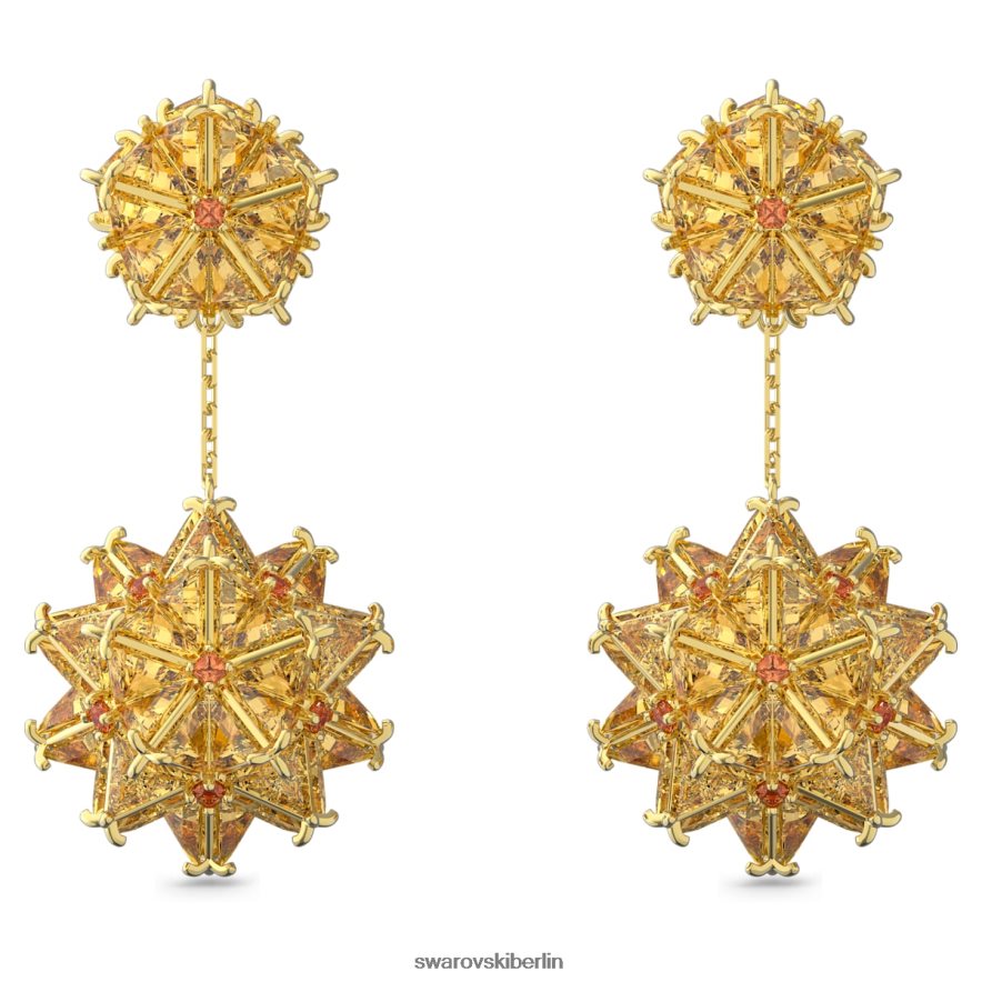 Swarovski Curiosa-Tropfenohrringe geometrischer Schliff, orange, vergoldet Schmuck HLT448844