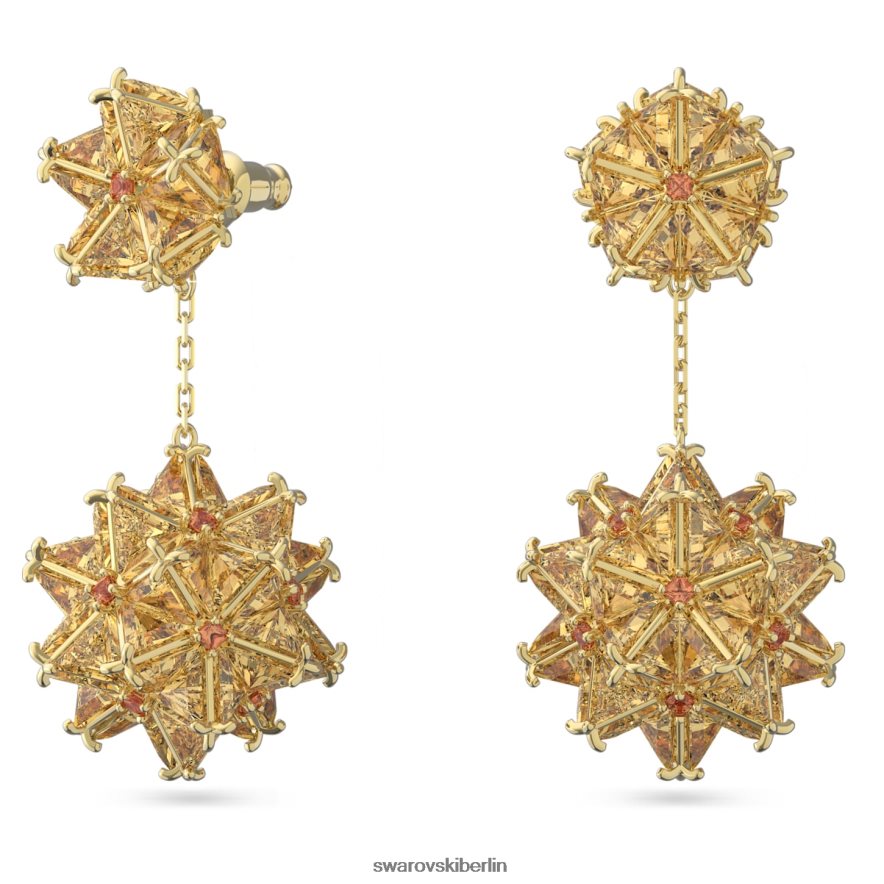 Swarovski Curiosa-Tropfenohrringe geometrischer Schliff, orange, vergoldet Schmuck HLT448844