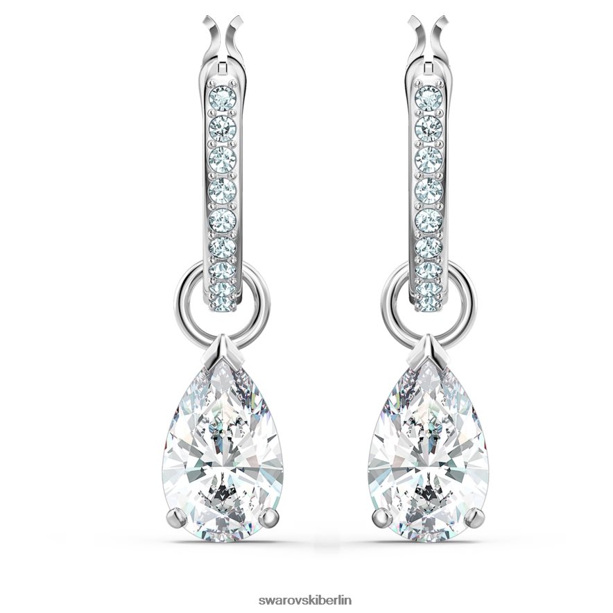 Swarovski Drop-Ohrringe anziehen Birnenschliff, weiß, rhodiniert Schmuck HLT448815