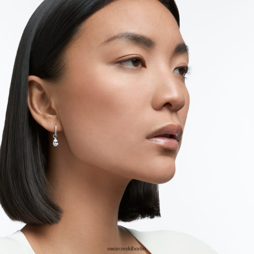 Swarovski Drop-Ohrringe anziehen Birnenschliff, weiß, rhodiniert Schmuck HLT448815