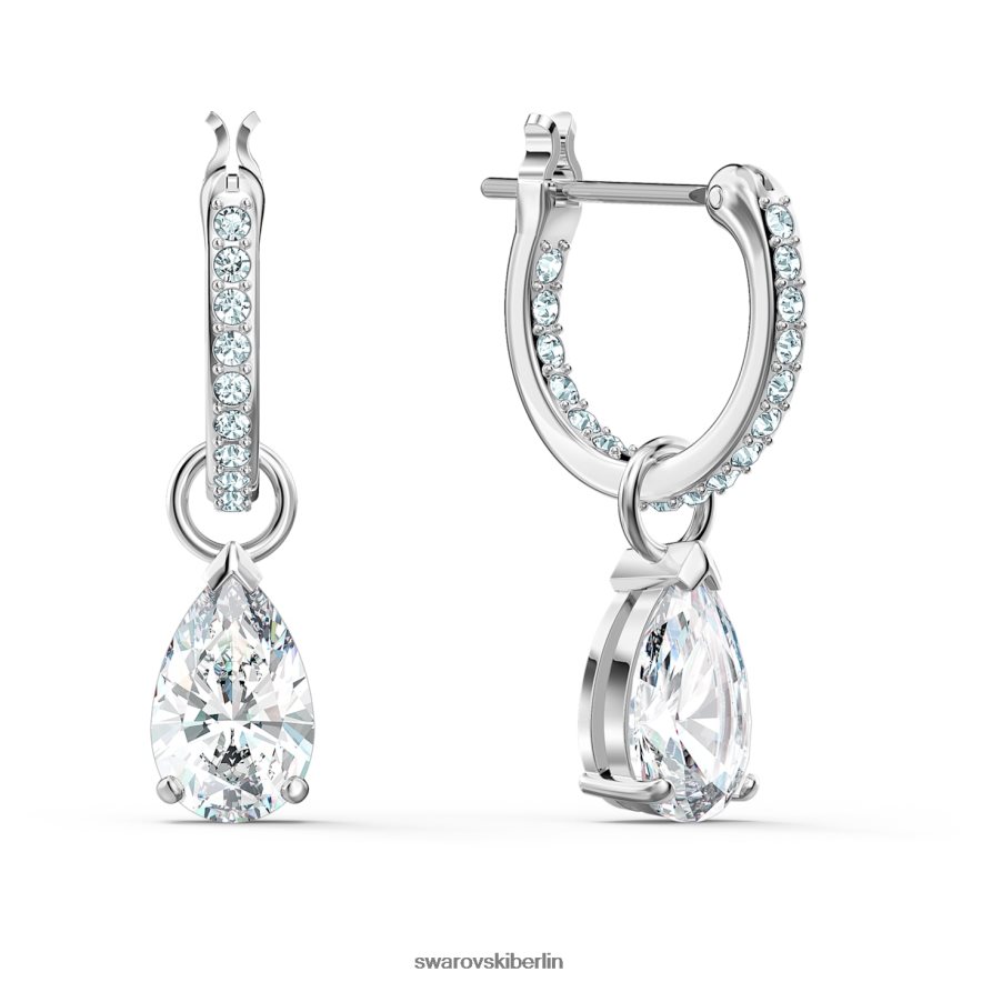 Swarovski Drop-Ohrringe anziehen Birnenschliff, weiß, rhodiniert Schmuck HLT448815