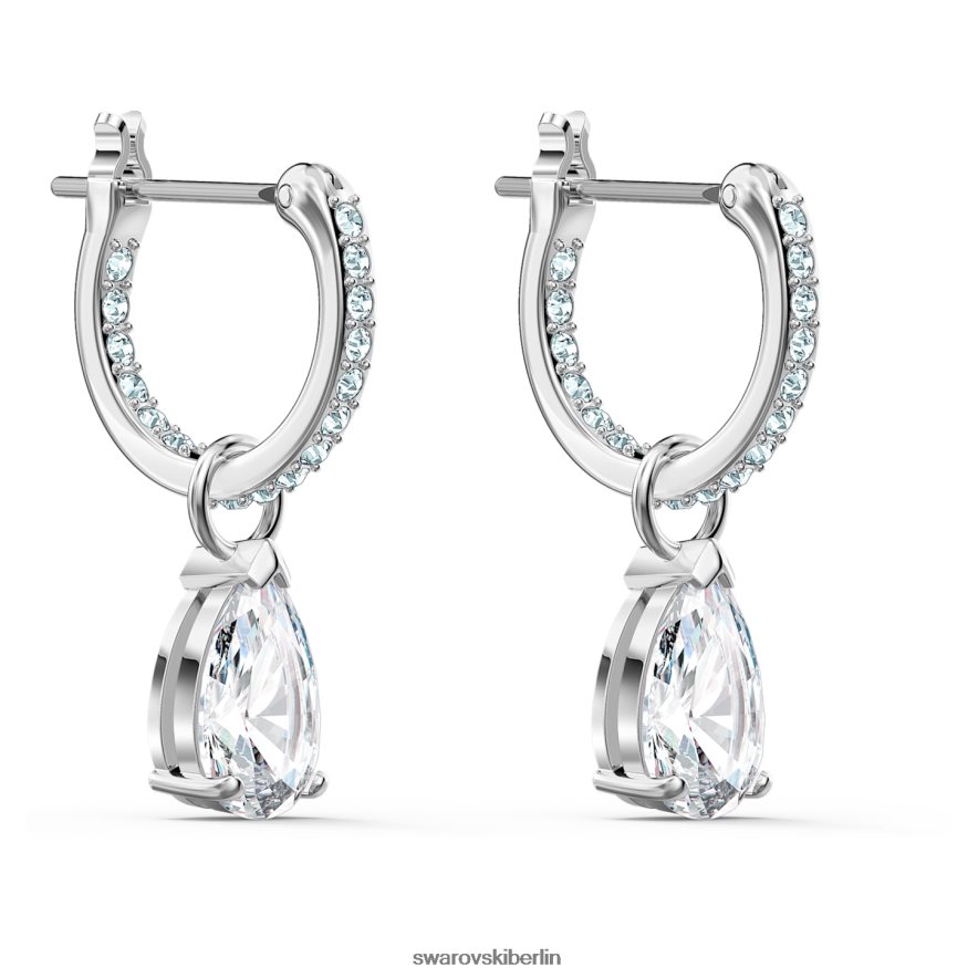 Swarovski Drop-Ohrringe anziehen Birnenschliff, weiß, rhodiniert Schmuck HLT448815