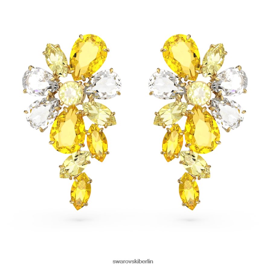 Swarovski Gema-Tropfenohrringe Mischschliffe, Blume, gelb, vergoldet Schmuck HLT448756