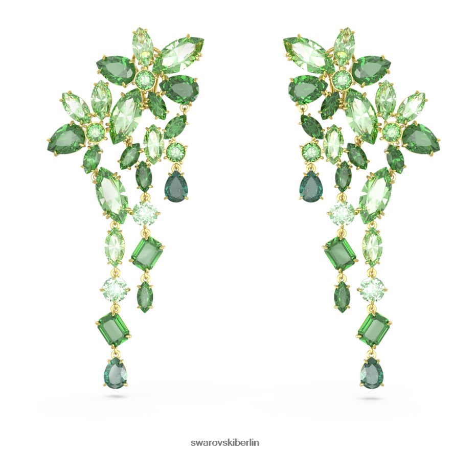 Swarovski Gema-Tropfenohrringe Mischschliffe, grün, vergoldet Schmuck HLT448846