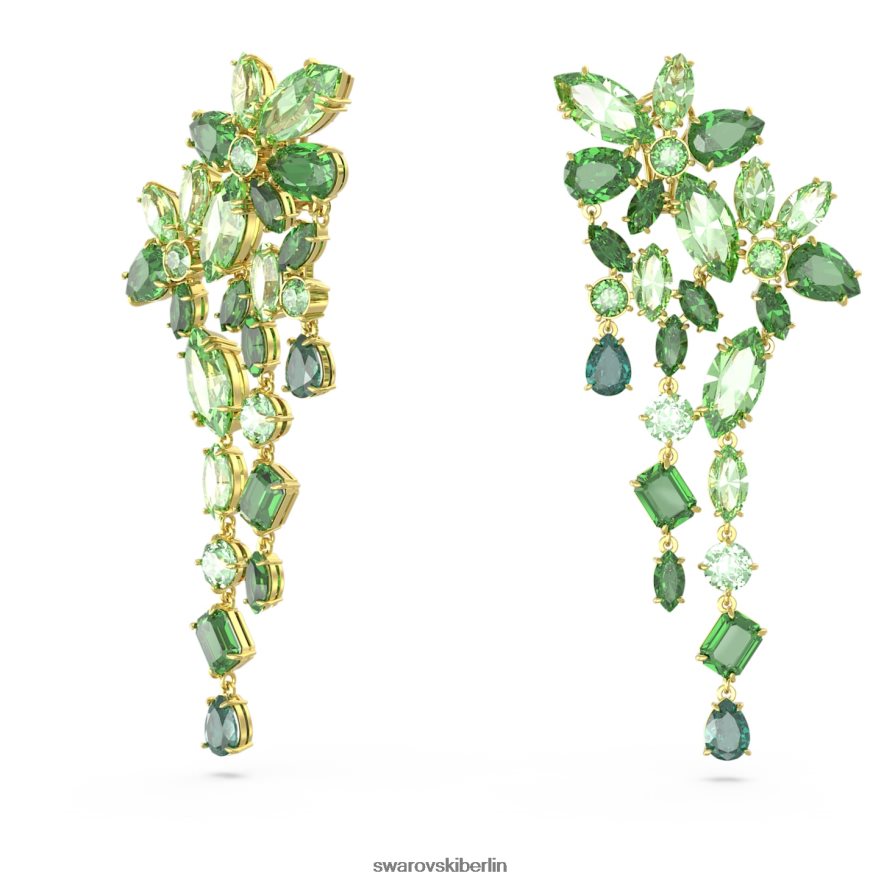 Swarovski Gema-Tropfenohrringe Mischschliffe, grün, vergoldet Schmuck HLT448846