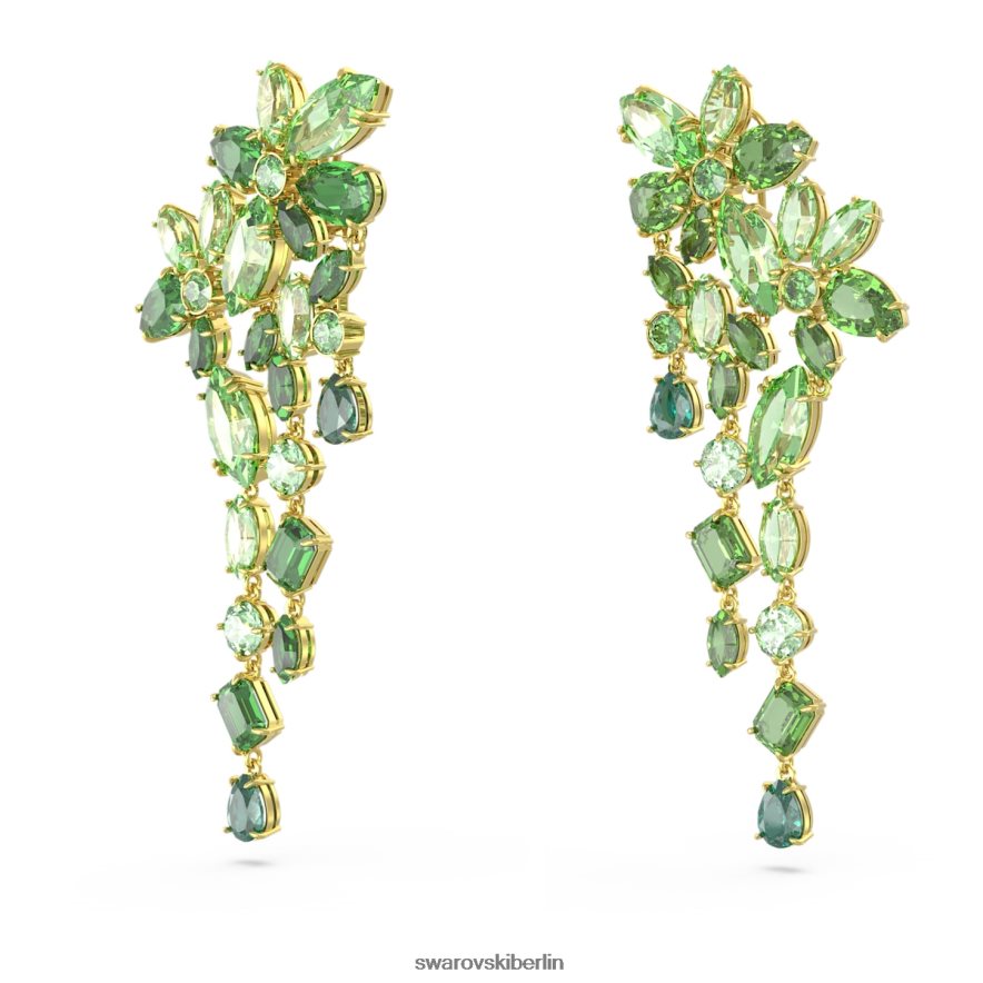 Swarovski Gema-Tropfenohrringe Mischschliffe, grün, vergoldet Schmuck HLT448846