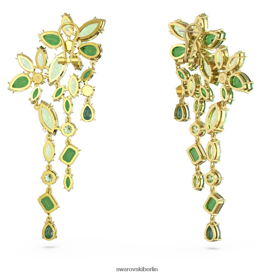 Swarovski Gema-Tropfenohrringe Mischschliffe, grün, vergoldet Schmuck HLT448846