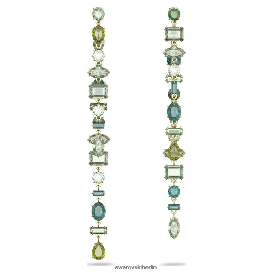 Swarovski Gema-Tropfenohrringe asymmetrisches Design, gemischte Schliffe, grün, vergoldet Schmuck HLT448763