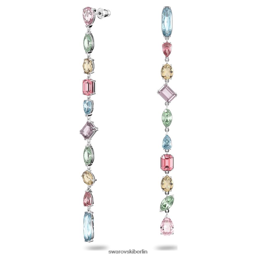 Swarovski Gema-Tropfenohrringe asymmetrisches Design, gemischte Schliffe, mehrfarbig, rhodiniert Schmuck HLT448764