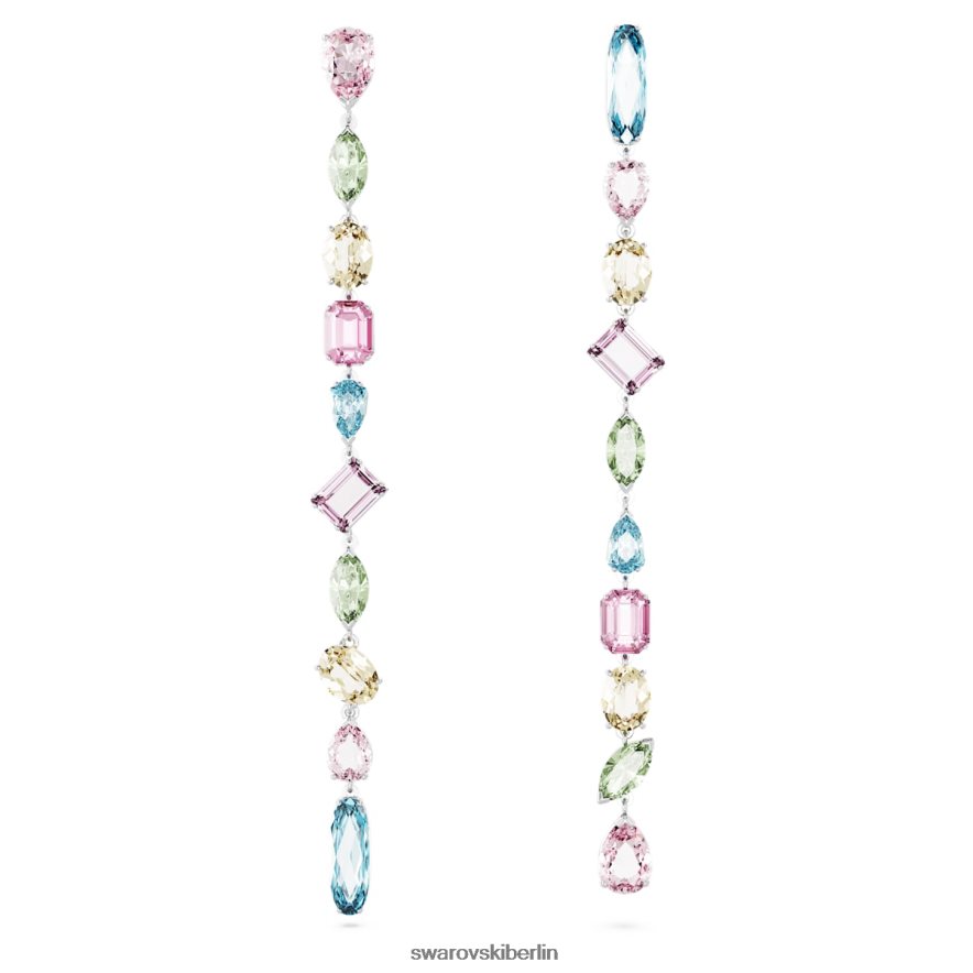 Swarovski Gema-Tropfenohrringe asymmetrisches Design, gemischte Schliffe, mehrfarbig, rhodiniert Schmuck HLT448837