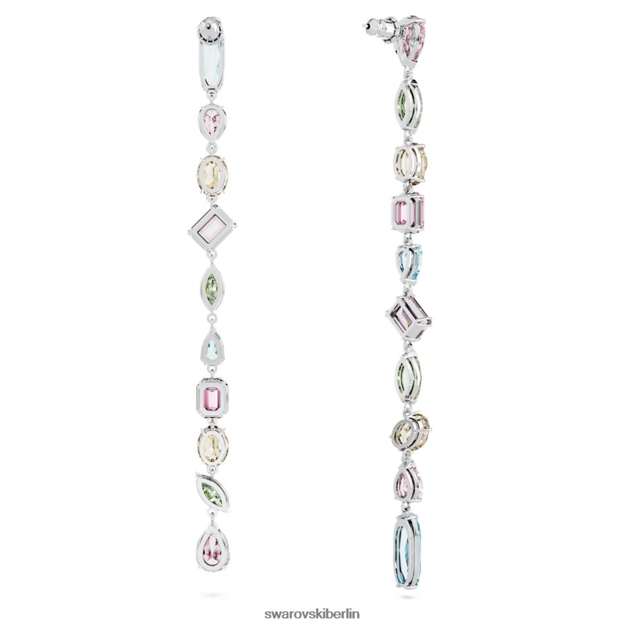 Swarovski Gema-Tropfenohrringe asymmetrisches Design, gemischte Schliffe, mehrfarbig, rhodiniert Schmuck HLT448837