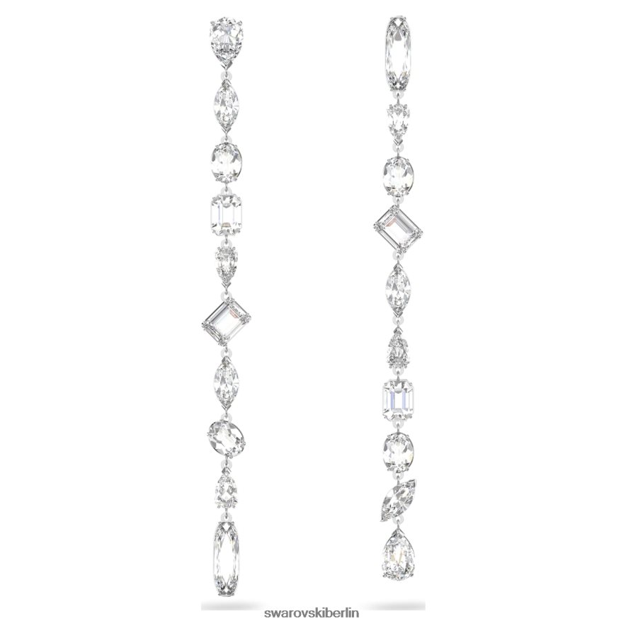 Swarovski Gema-Tropfenohrringe asymmetrisches Design, gemischte Schliffe, weiß, rhodiniert Schmuck HLT448848