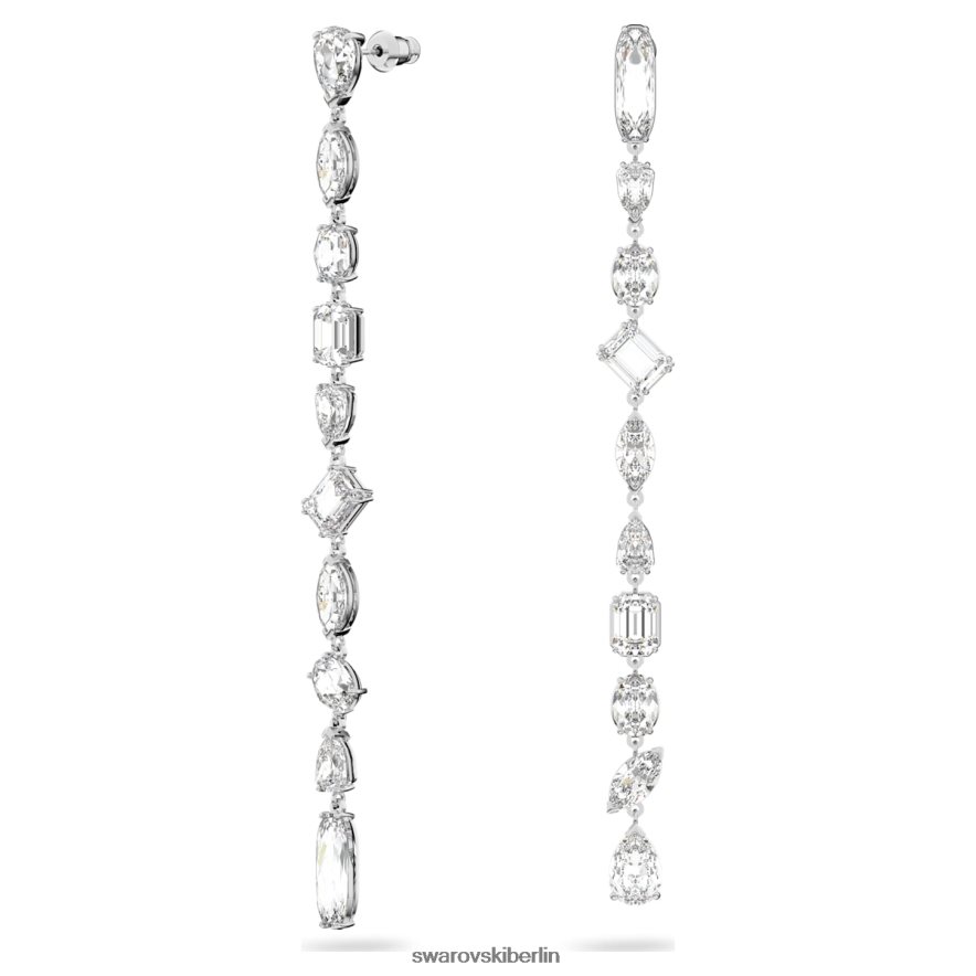 Swarovski Gema-Tropfenohrringe asymmetrisches Design, gemischte Schliffe, weiß, rhodiniert Schmuck HLT448848