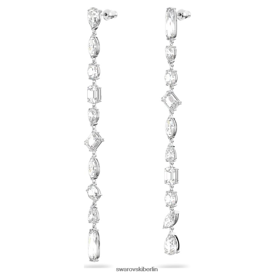 Swarovski Gema-Tropfenohrringe asymmetrisches Design, gemischte Schliffe, weiß, rhodiniert Schmuck HLT448848