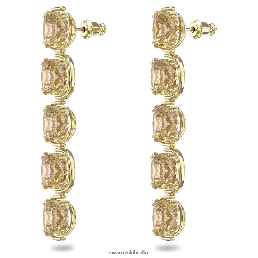 Swarovski Harmonia-Tropfenohrringe Schwebende Kristalle im Kissenschliff, Goldton, vergoldet Schmuck HLT448781
