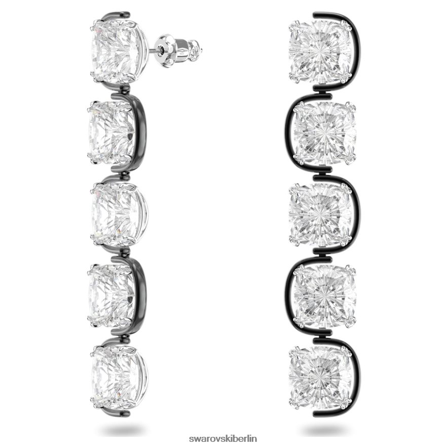 Swarovski Harmonia-Tropfenohrringe Schwebende Kristalle im Kissenschliff, weiß, Metallmix-Finish Schmuck HLT448780