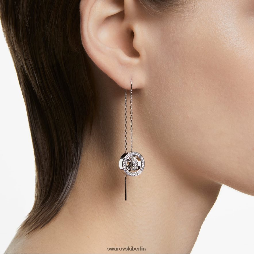 Swarovski Hohle Tropfenohrringe weiß, rhodiniert Schmuck HLT448776