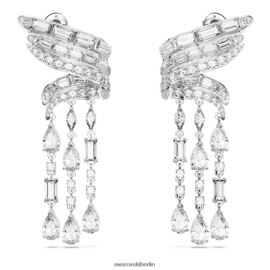 Swarovski Hyperbel-Tropfenohrringe CO2-neutraler Zirkon, Mischschliff, weiß, rhodiniert Schmuck HLT448855