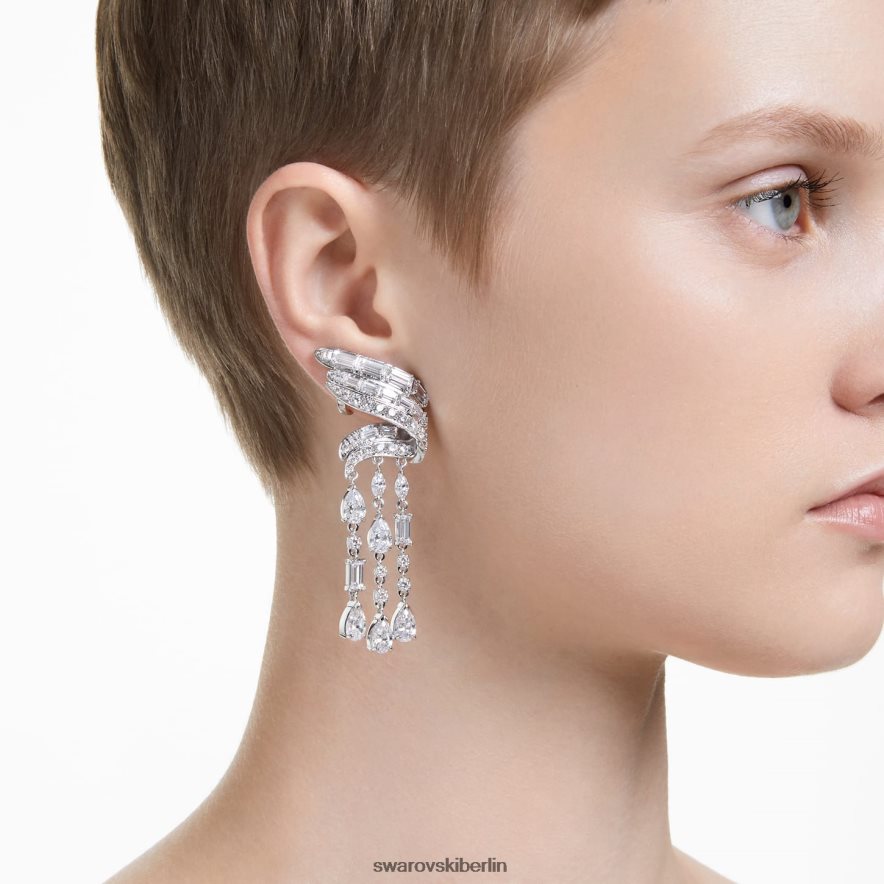 Swarovski Hyperbel-Tropfenohrringe CO2-neutraler Zirkon, Mischschliff, weiß, rhodiniert Schmuck HLT448855