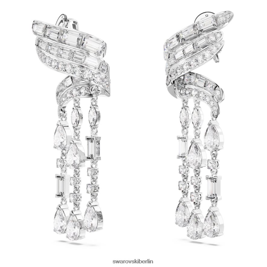 Swarovski Hyperbel-Tropfenohrringe CO2-neutraler Zirkon, Mischschliff, weiß, rhodiniert Schmuck HLT448855