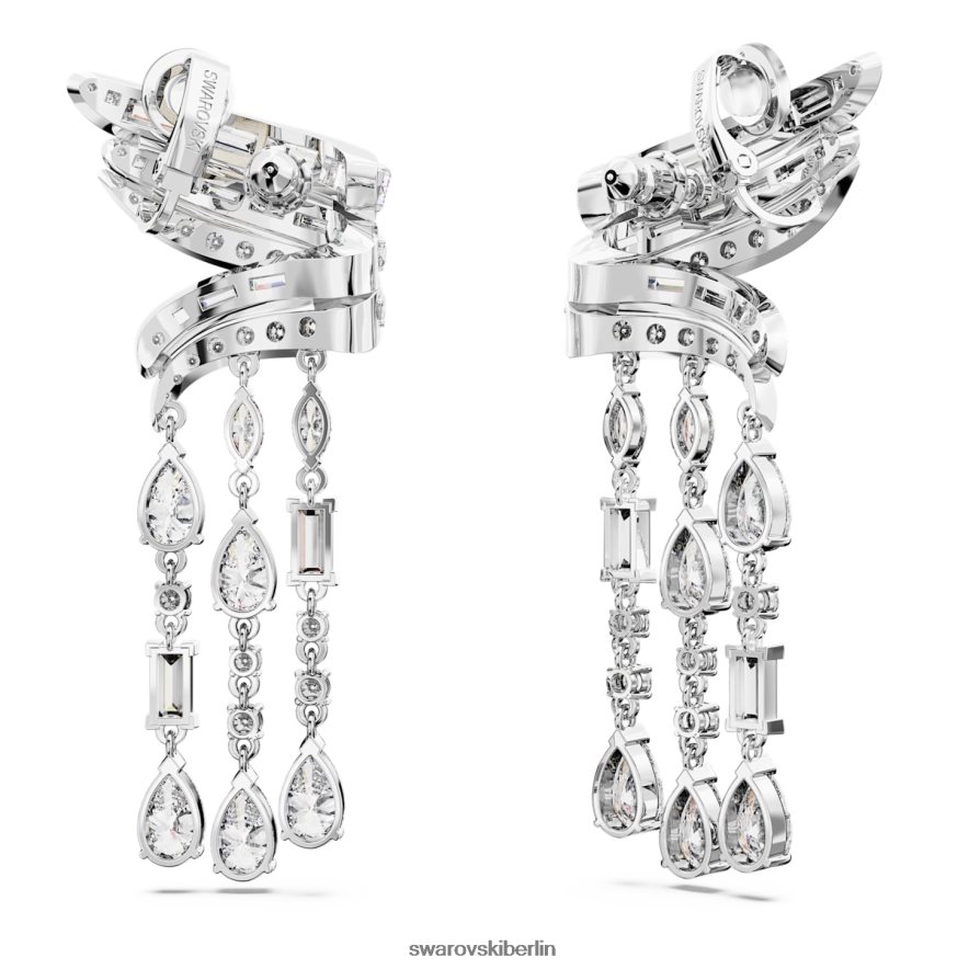 Swarovski Hyperbel-Tropfenohrringe CO2-neutraler Zirkon, Mischschliff, weiß, rhodiniert Schmuck HLT448855